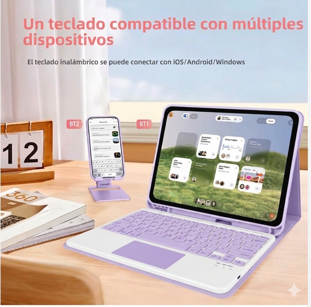 Funda con Teclado para iPad 10.2 Lila - Imagen 3