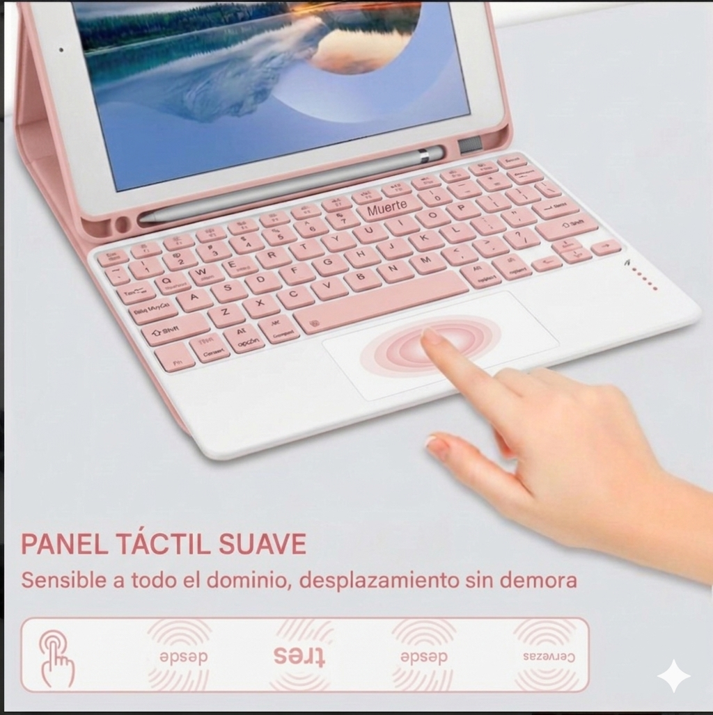 Funda con Teclado para iPad 10.2 Rosado - Imagen 5