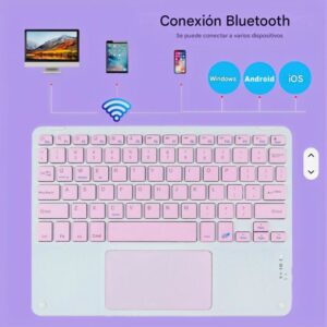 Alternative view of Teclado Bluetooth con Touchpad Recargable Universal Blanco para Tablet
