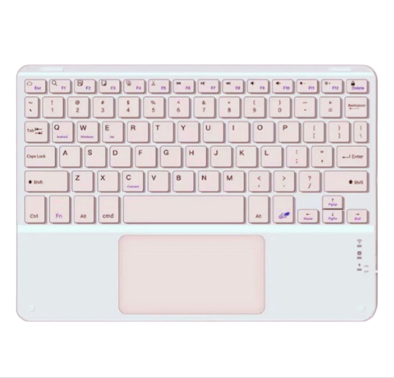 Teclado Bluetooth Universal con Touchpad Blanco con Rosado