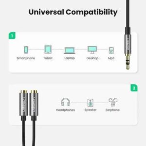 Alternative view of Adaptador de Audio de 1 Stereo A 2 Stereo Splitter UGREEN