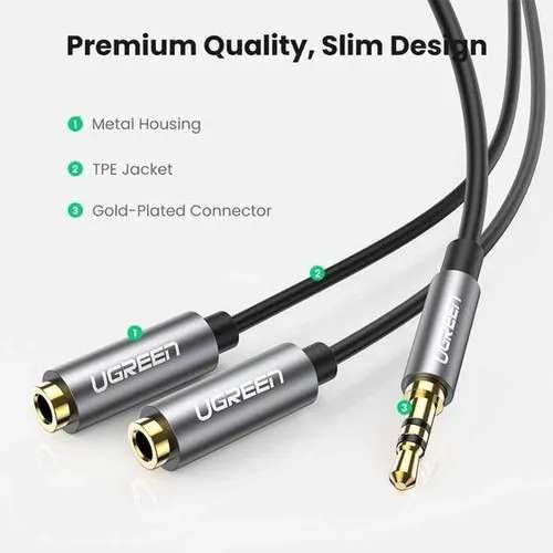 Adaptador de Audio de 1 Stereo A 2 Stereo Splitter UGREEN - Imagen 3