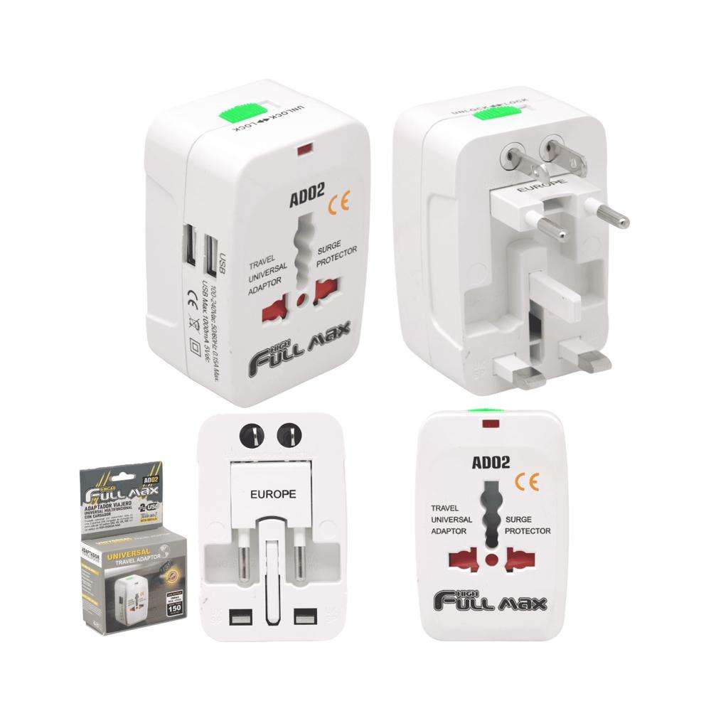 Adaptador de Enchufe Viajero Universal C / USB Full Max