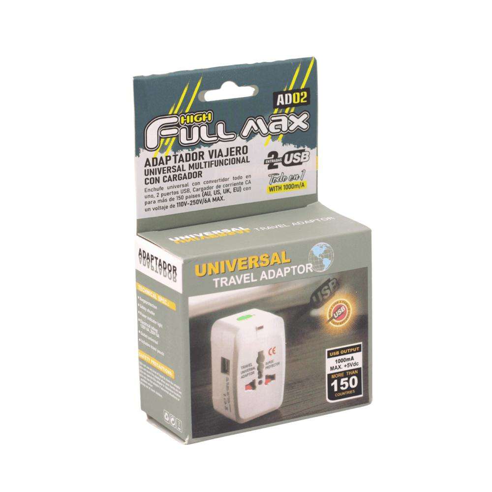 Adaptador de Enchufe Viajero Universal C / USB Full Max - Imagen 4