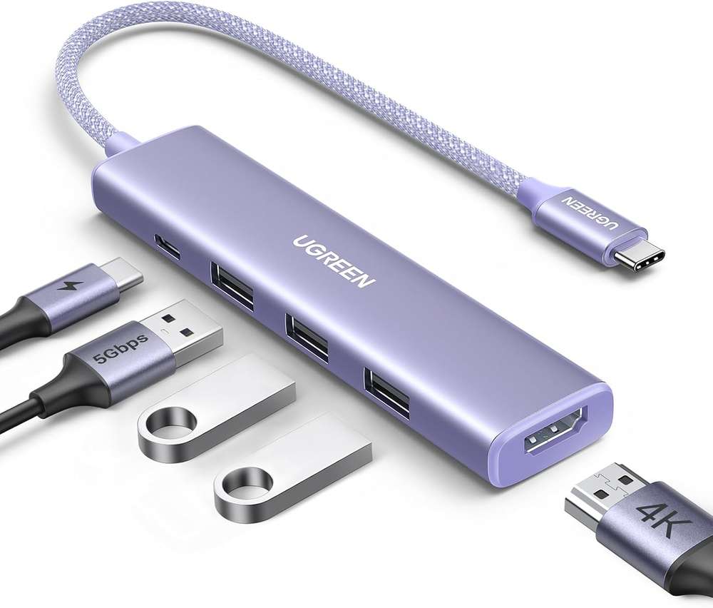 Adaptador Hub USB - C UGREEN 5 en 1 / 3x USB - A / 1x HDMI / 1x Pd 100w Mod.35582
