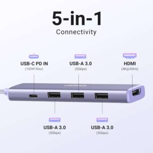 Alternative view of Adaptador Hub USB - C UGREEN 5 en 1 / 3x USB - A / 1x HDMI / 1x Pd 100w Mod.35582