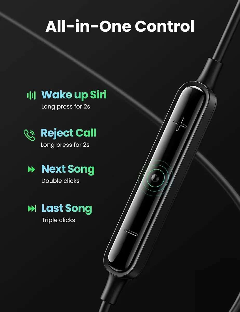 Audifono Mfi Lightning Earbuds con Micrófono y Control de Volumen UGREEN - Imagen 4