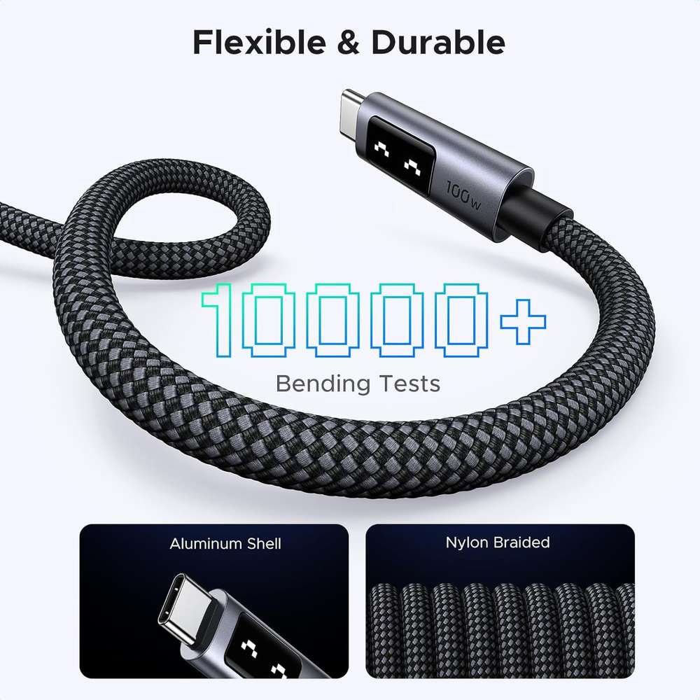 Cable USB - C A USB - C UGREEN Uno de 100 W, Cable USB - C de Carga Rápida con Pantalla Led Mo… - Imagen 4