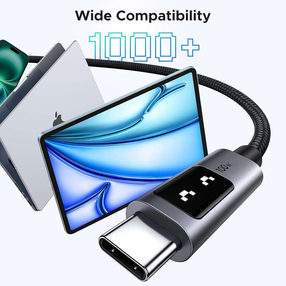 Cable USB - C A USB - C UGREEN Uno de 100 W, Cable USB - C de Carga Rápida con Pantalla Led Mo… - Imagen 5