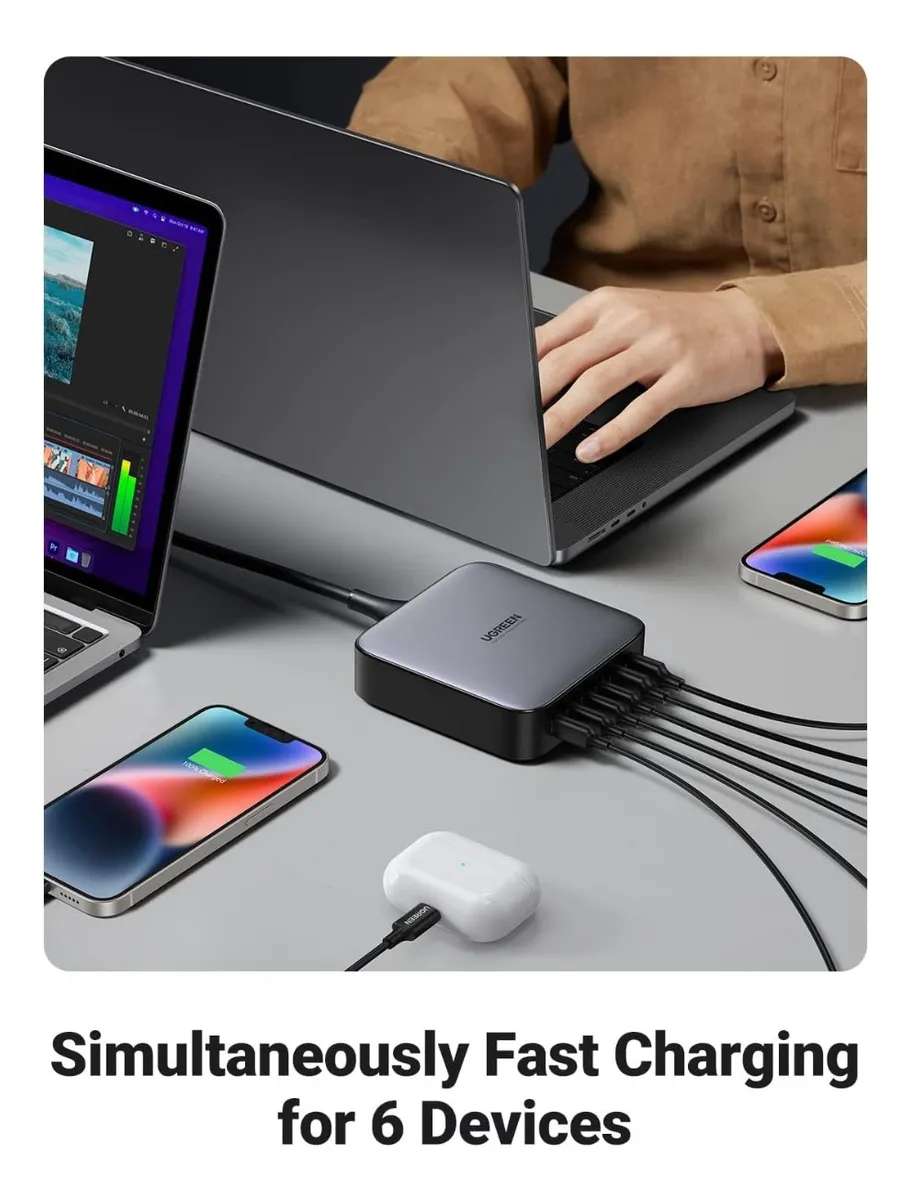 Cargador Gan Nexode 220w 6 en 1 / 4 USB - C - 2 USB UGREEN Mod.40913 - Imagen 3