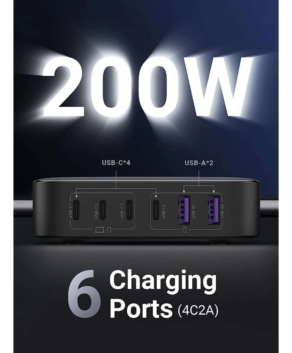 Cargador Gan Nexode 220w 6 en 1 / 4 USB - C - 2 USB UGREEN Mod.40913 - Imagen 4