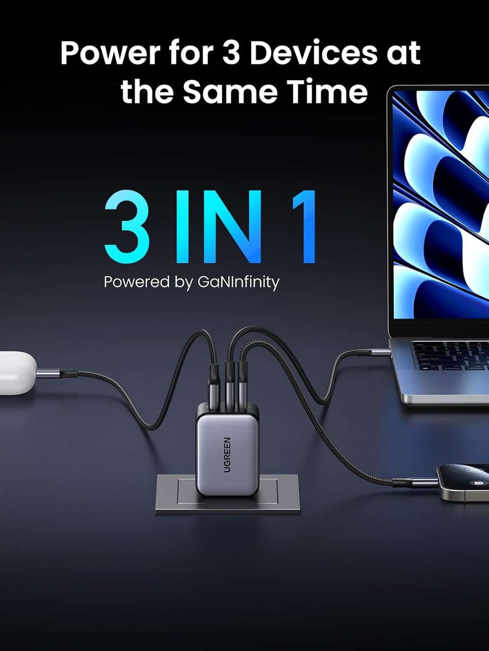 Cargador Nexode PRO 65w / 2 USB - C / 1 USB - A Carga Rapida UGREEN Mod.25870 - Imagen 2