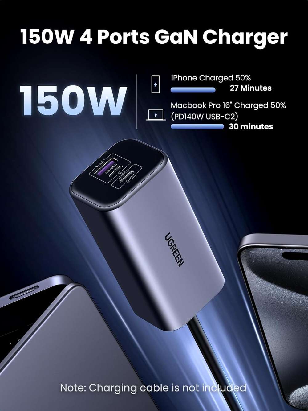 Cargador para Auto 150w 4 en 1 Gan Fast Charger UGREEN Mod.35571 - Imagen 5
